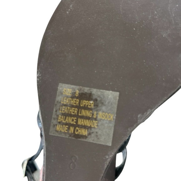 MATIKO Black + Brown Leather Wedge Strappy Sandals 8 - Picture 10 of 11